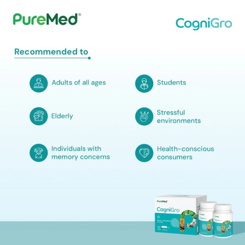 Puremed Cogniro Brain Supplement, Cognitive Supplement, Memory Boost, Memory Booster Supplement, 记忆, 补脑 - 60's x 2