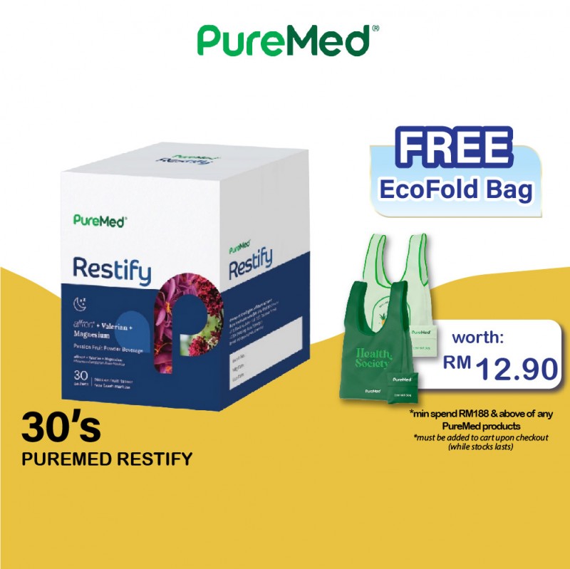 PureMed Restify Sleeping Aid Supplement, Sleep Supplement, Tidur Lena, 安眠药, 睡觉 - 30's