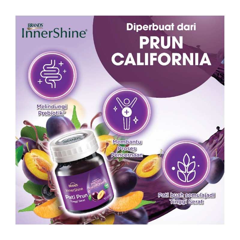 BRANDS Innershine Prune Essence 42ml X 6's with Pati Prune, Prune Extract & Vitamin E for Brightening Skin & Gut Health