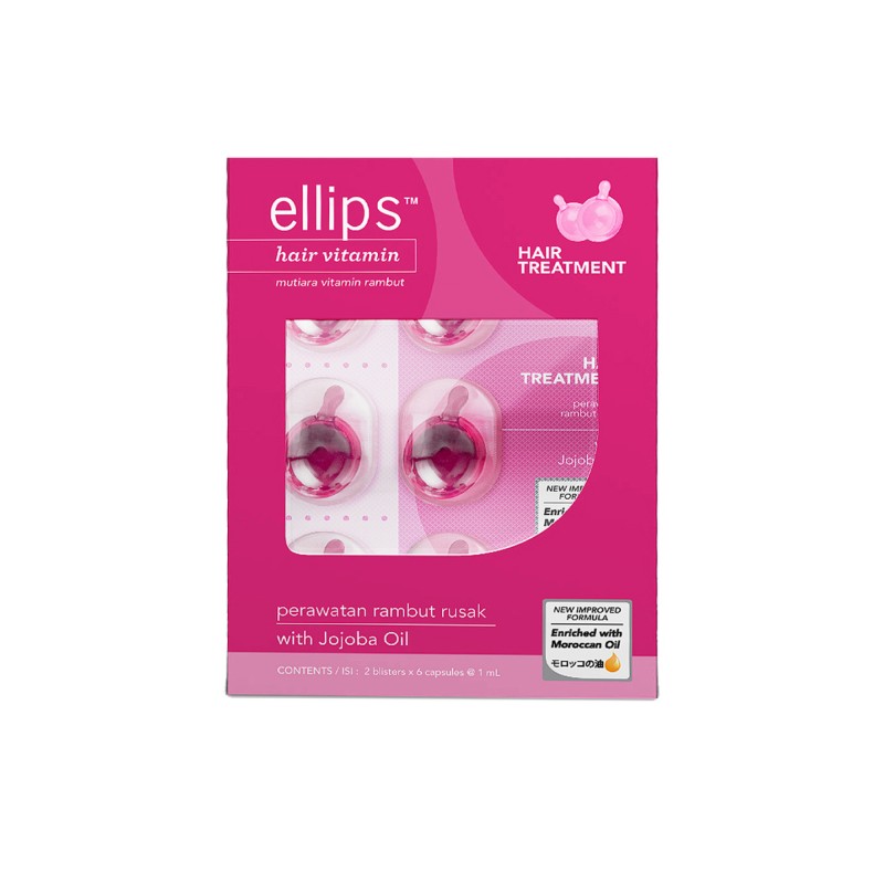 ELLIPS HAIR  Vitamin A, Vitamin C, Vitamin E Oil, Jojoba Oil (6's x 2) Moroccan Oil, Hair Oil Capsule, Hair Serum Rambut
