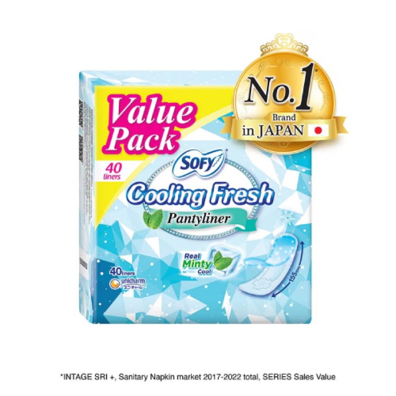 SOFY Cooling Fresh Liner Pad 155mm (40's) [Panty Liner/Pantyliner/Sanitary Pad/Tuala Wanita Pad Wanita/衛生棉 sofy/卫生棉]
