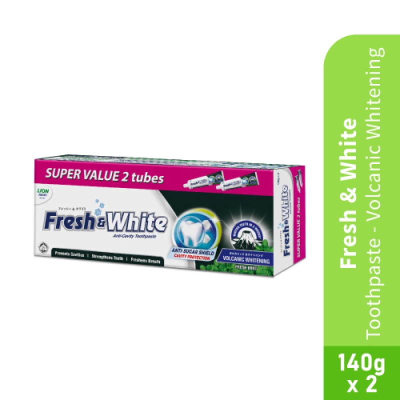 FRESH & WHITE Volcanic Whitening Toothpaste 140g x2 Value pack) - Toothpaste, Fresh N White Toothpaste ,牙膏
