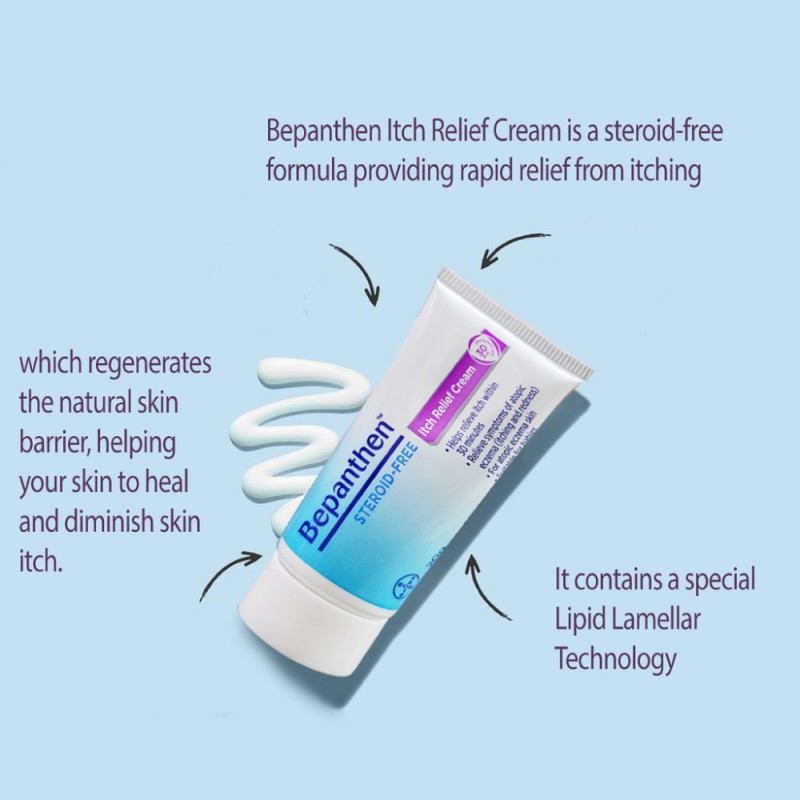 BEPANTHEN Itch Relief Cream 20g for Itchy Skin Cream, Krim Gatal, Ubat Gatal kulit, Cream Gatal Kulit