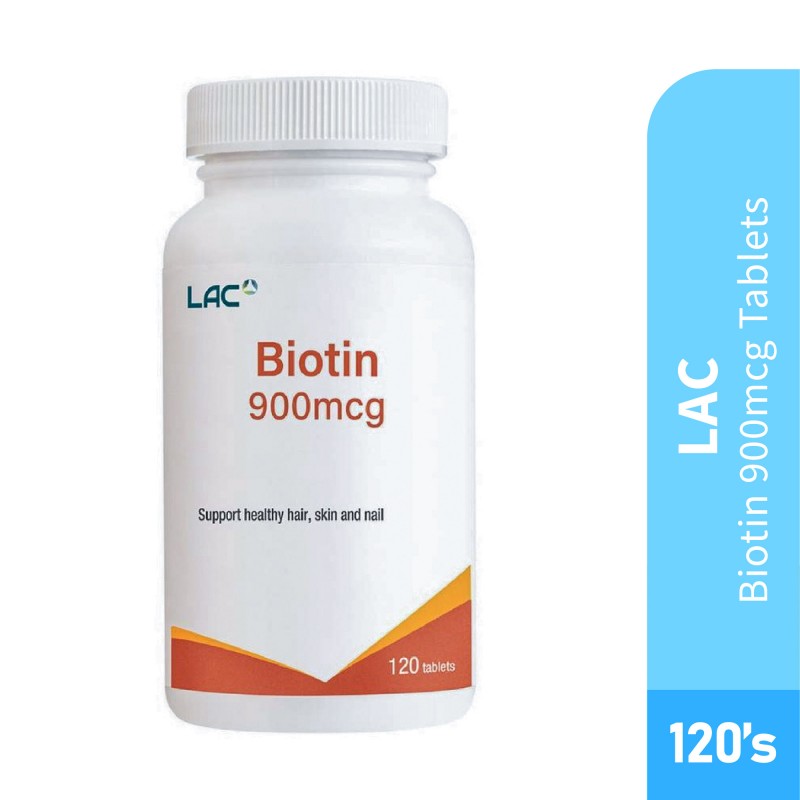 LAC Biotin 900mcg Tablet 120's With Biotin For Hair Supplement, Nail, Skin Supplement, Biotin Supplement