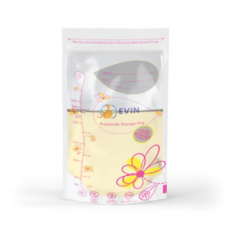 EVIN Breast Milk Storage Bag 250ml With 25 pcs- Milk Collector in Zip Lock Plastic Bag