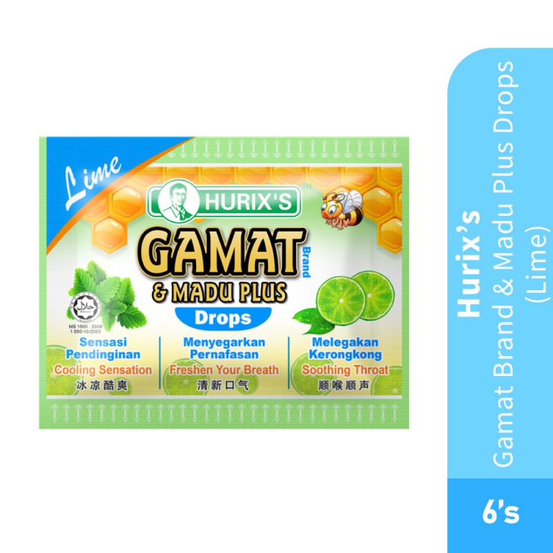 HURIX'S Gamat Branch &Madu Plus Drop Lime 6's- Lime, Snack, Health Care