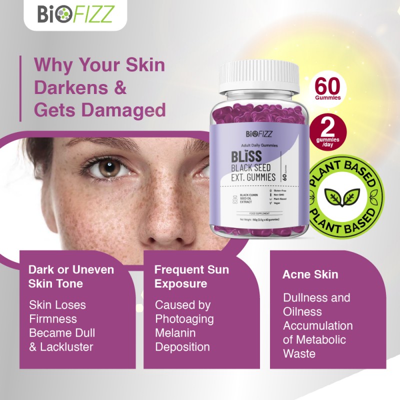 BIOFIZZ Bliss Black Seed Extract Gummies 2.5g X 60's for Immunity Booster, Sinus, Respiratory Health, Gummy, Gummy Halal