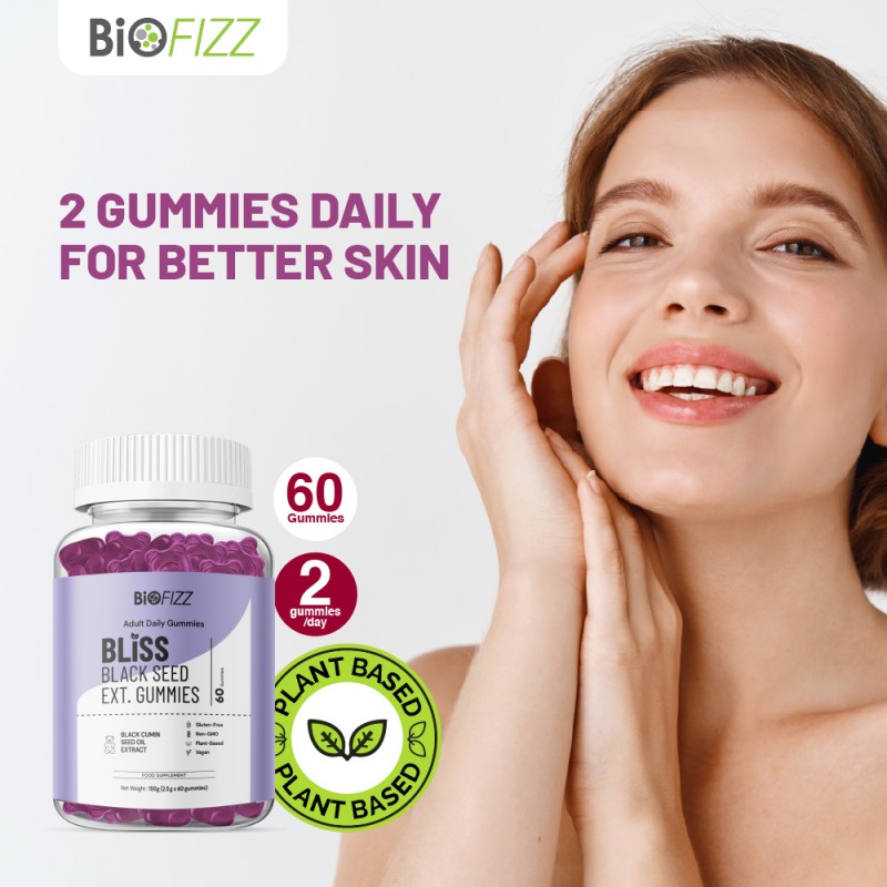 BIOFIZZ Bliss Black Seed Extract Gummies 2.5g X 60's for Immunity Booster, Sinus, Respiratory Health, Gummy, Gummy Halal