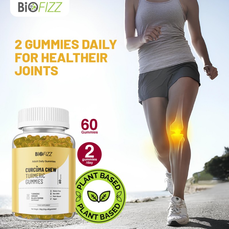 BIOFIZZ Curcurma Chew Turmeric Gummies 2.5g X 60's for Joint, Arthritis, Gummy, Gummy Halal, 软糖