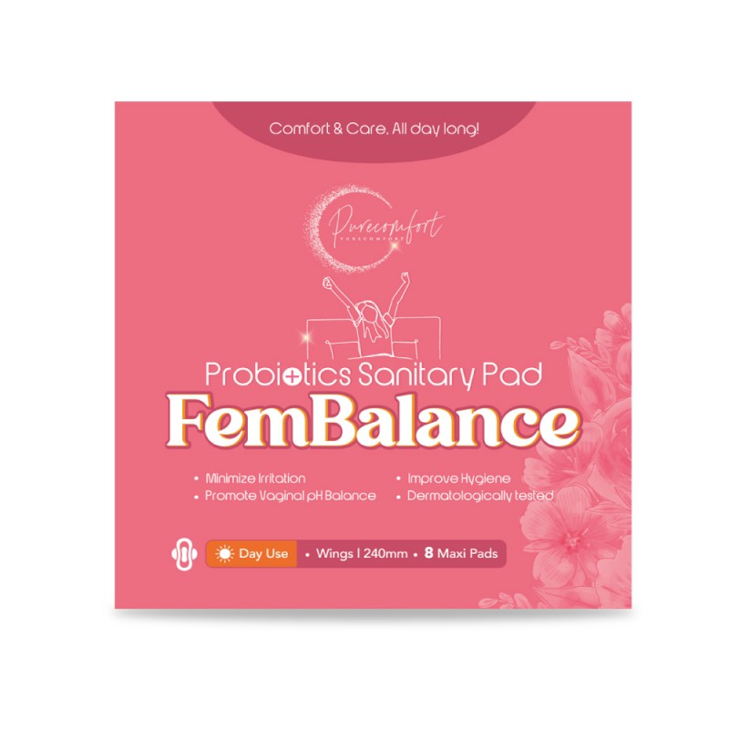 PURE COMFORT Fembalance 240mm 8's For Day Use- Sanitary Pad , Pad, Pad Wing