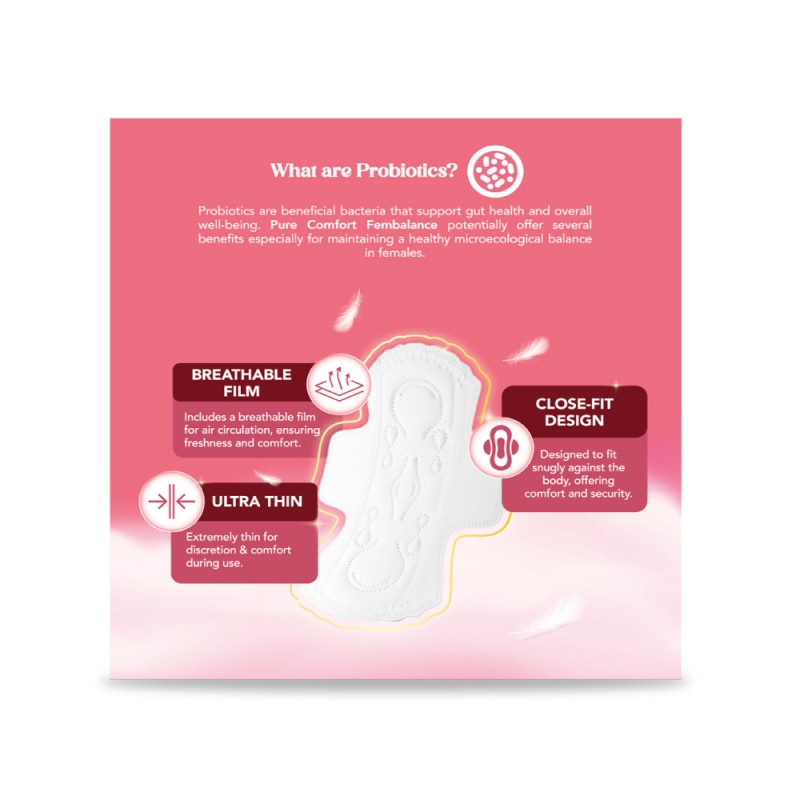 PURE COMFORT Fembalance 240mm 8's For Day Use- Sanitary Pad , Pad, Pad Wing