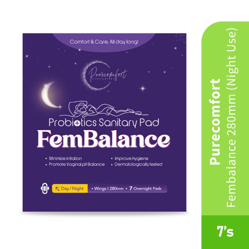 PURE COMFORT Fembalance 280mm 7's For Night Use- Sanitary Pad , Pad, Pad Wing