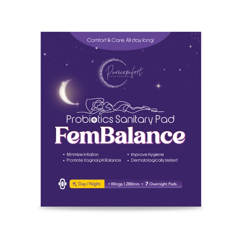 PURE COMFORT Fembalance 280mm 7's For Night Use- Sanitary Pad , Pad, Pad Wing