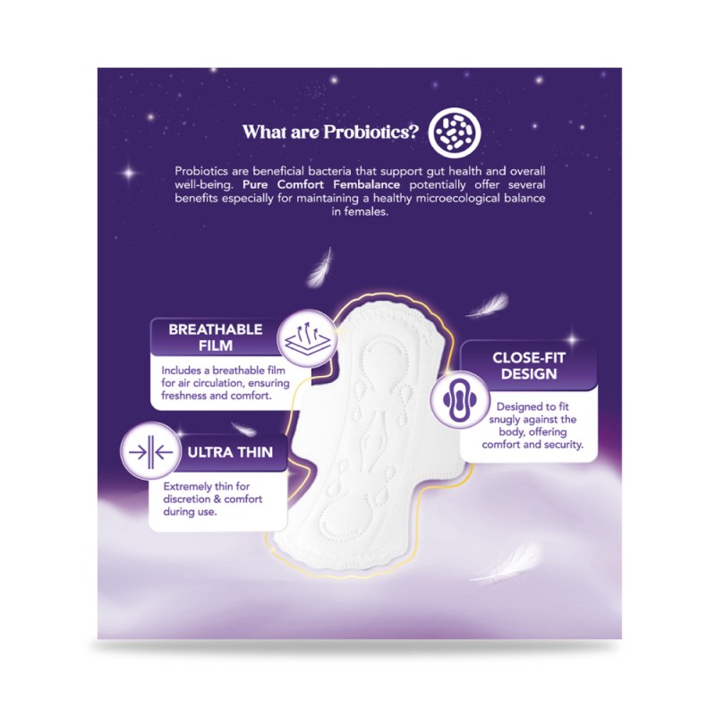 PURE COMFORT Fembalance 280mm 7's For Night Use- Sanitary Pad , Pad, Pad Wing