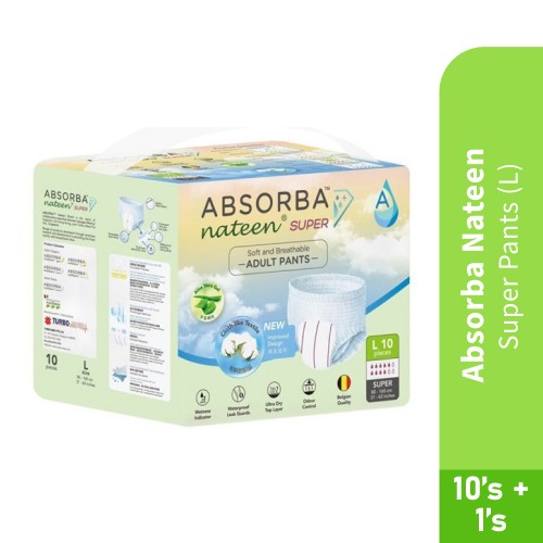 ABSORBA NATEEN Super Pants L 10'S + 1'S - Pants, Diapers Pants, 成人尿片