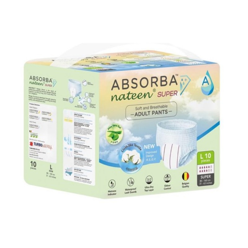 ABSORBA NATEEN Super Pants L 10'S + 1'S - Pants, Diapers Pants, 成人尿片