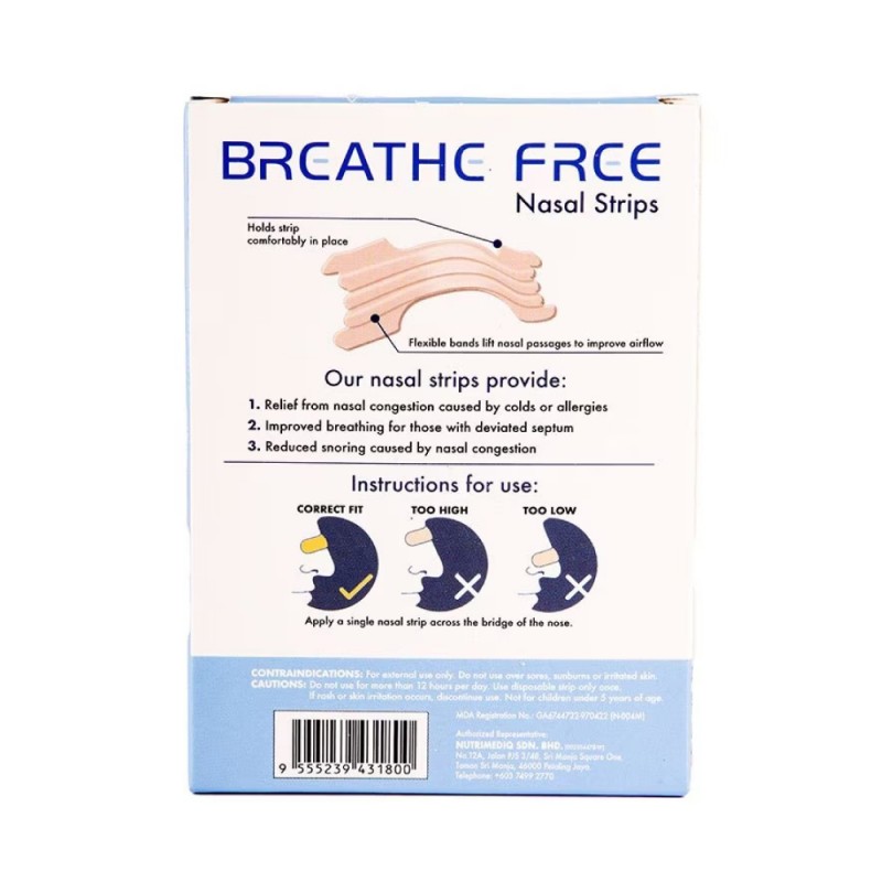 BREATHE FREE Nasal Strips Regular 10's - Nasal Strip ,Snoring, Snore Stopper