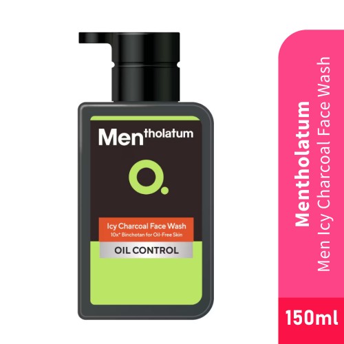 MENTHOLATUM Men Icy Charcoal Face Wash 150ml- Facial Cleanser, Face Wash Men, Oil Control
