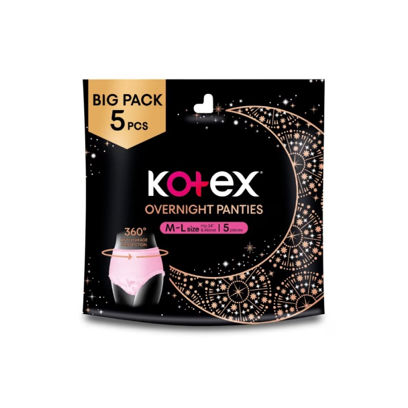 KOTEX Overnight Panties M/L Size 5's Kotex Pants, Tuala Wanita, Cotton Panties, Sanitary Pants, 衛生棉