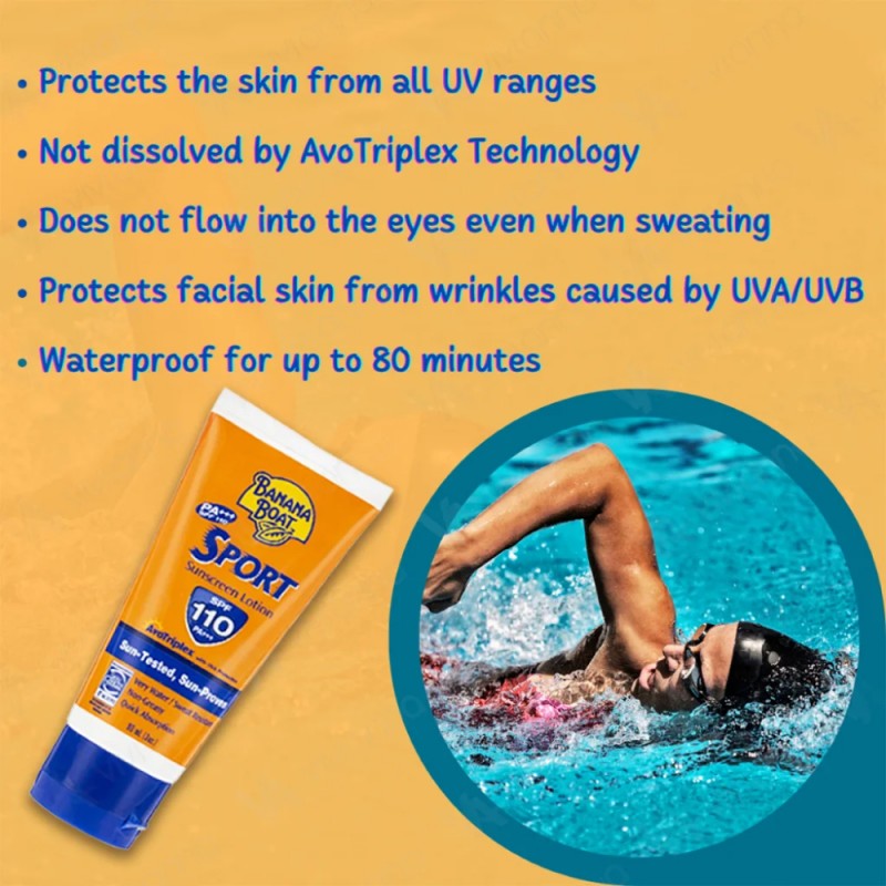 BANANA BOAT Sport Ultra Sun Lotion Spf50+ 90ml for Sunscreen, Sunblock, Waterproof Sunscreen, 防晒霜