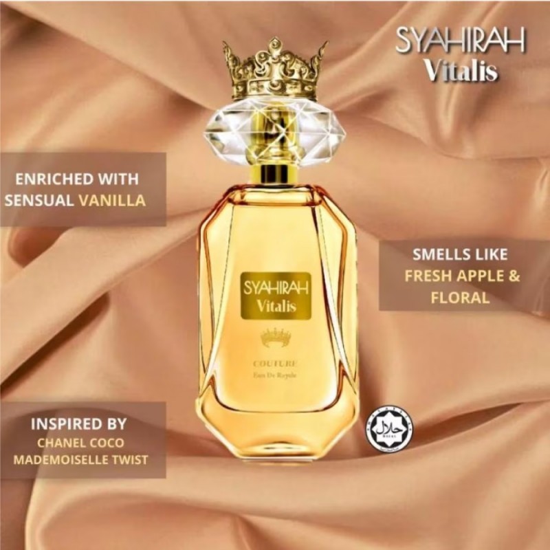 SYAHIRAH Vitalis EDR Couture 50ml with Floral, Vanilla, Apple Fragrance, Perfume, Pewangi, 香水