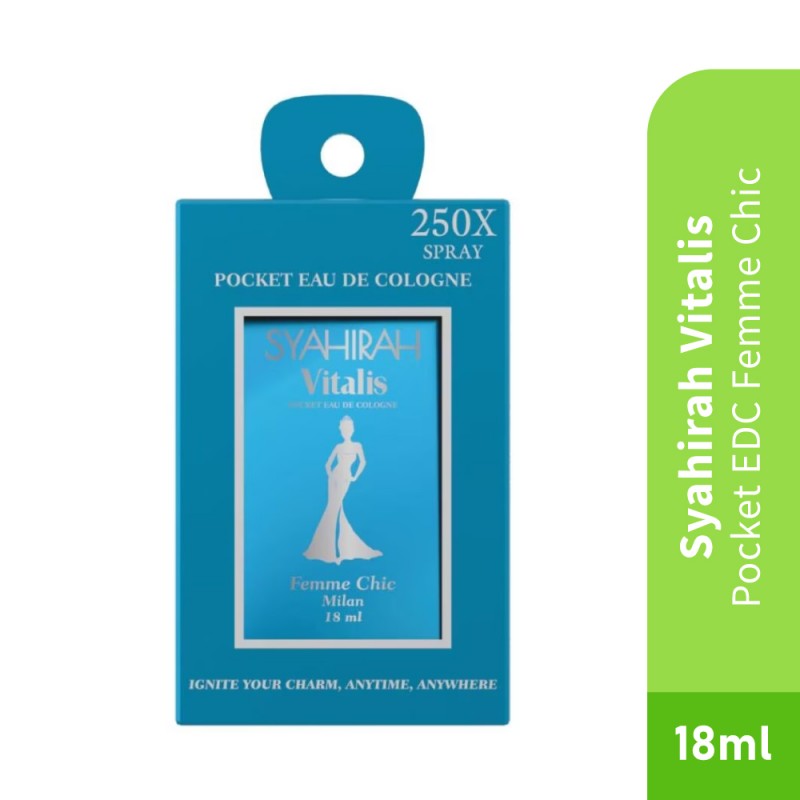 SYAHIRAH Vitalis Pocket Perfume EDC Femme Chic 18ml, Perfume Pocket, Pewangi, Perfume, Fragrance, 香水
