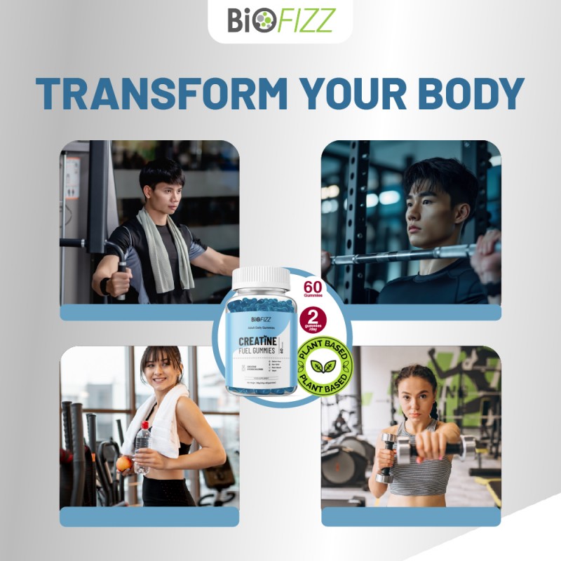 BIOFIZZ Creatine Fuel Gummies 2.5g X 8's for Muscle, Muscle Recovery, Energy Booster, Gummy, Gummy Halal, 软糖