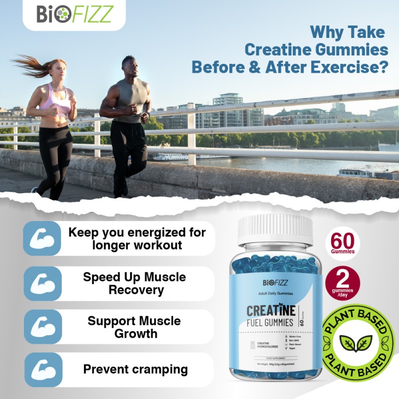 BIOFIZZ Creatine Fuel Gummies 2.5g X 8's for Muscle, Muscle Recovery, Energy Booster, Gummy, Gummy Halal, 软糖