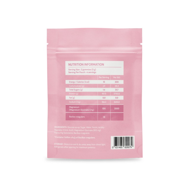 BIOFIZZ Magpro Magnesium & Probiotics Gummies 2.5g x 8's for Gut Health, Sleep, Probiotic Supplement, Gummy