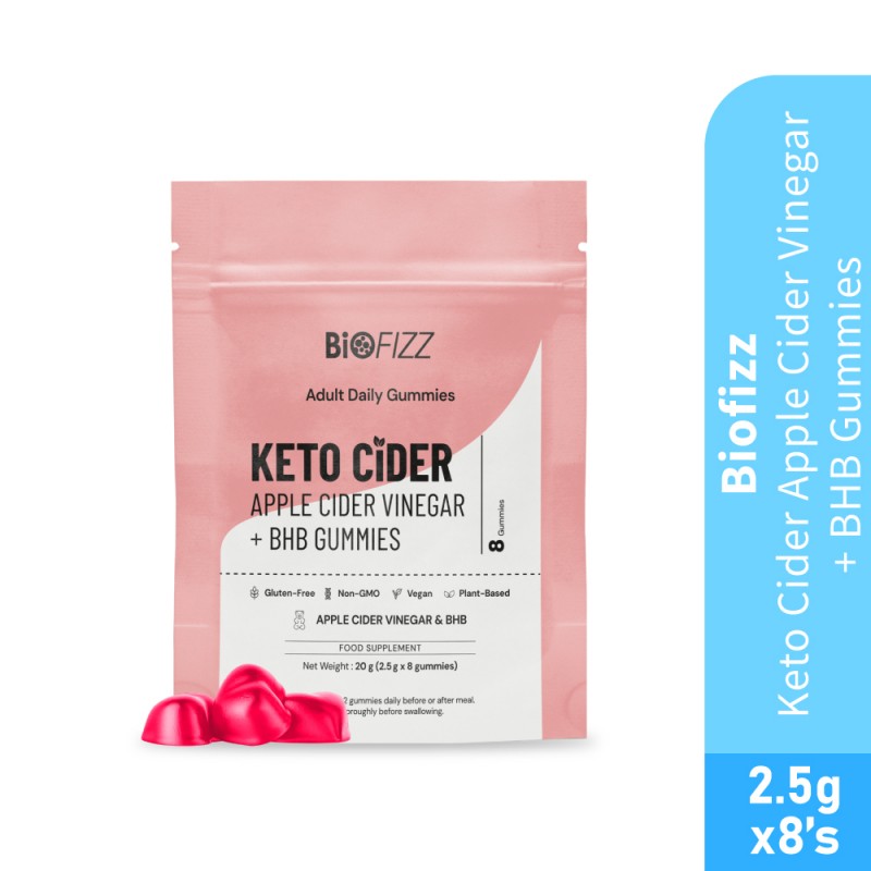 BIOFIZZ Keto Cider Apple Cider Vinegar + BHB Gummies 2.5g X 8's for Detox, Slimming, Fat Buner, 软糖