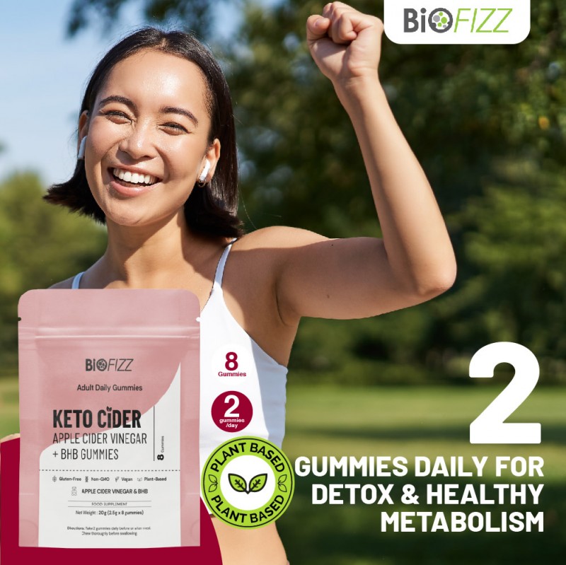 BIOFIZZ Keto Cider Apple Cider Vinegar + BHB Gummies 2.5g X 8's for Detox, Slimming, Fat Buner, 软糖