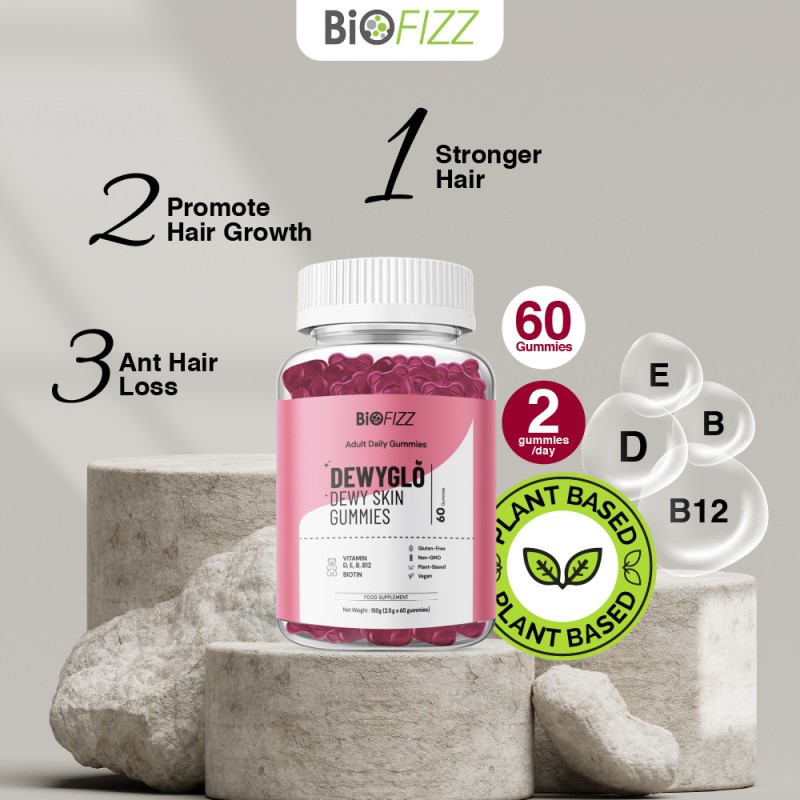 BIOFIZZ Dewyglo Dewy Skin Gummies 2.5g X 8's for Hair, Nail, Skin Supplement with Biotin, 软糖