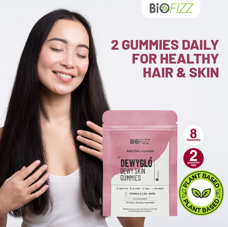 BIOFIZZ Dewyglo Dewy Skin Gummies 2.5g X 8's for Hair, Nail, Skin Supplement with Biotin, 软糖