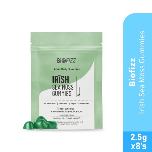 BIOFIZZ Irish Sea Moss Gummies 2.5g X 8's for Detox, Energy Booster with Mineral, Gummy, Gummy Halal, 软糖