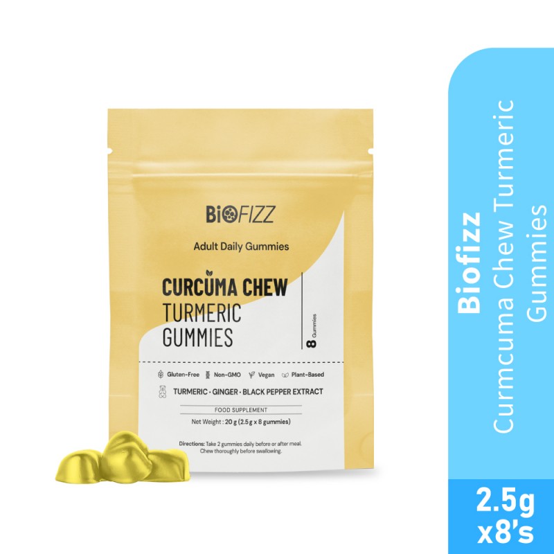 BIOFIZZ Curcurma Chew Turmeric Gummies 2.5g X 8's for Joint, Arthritis, Gummy, Gummy Halal, 软糖