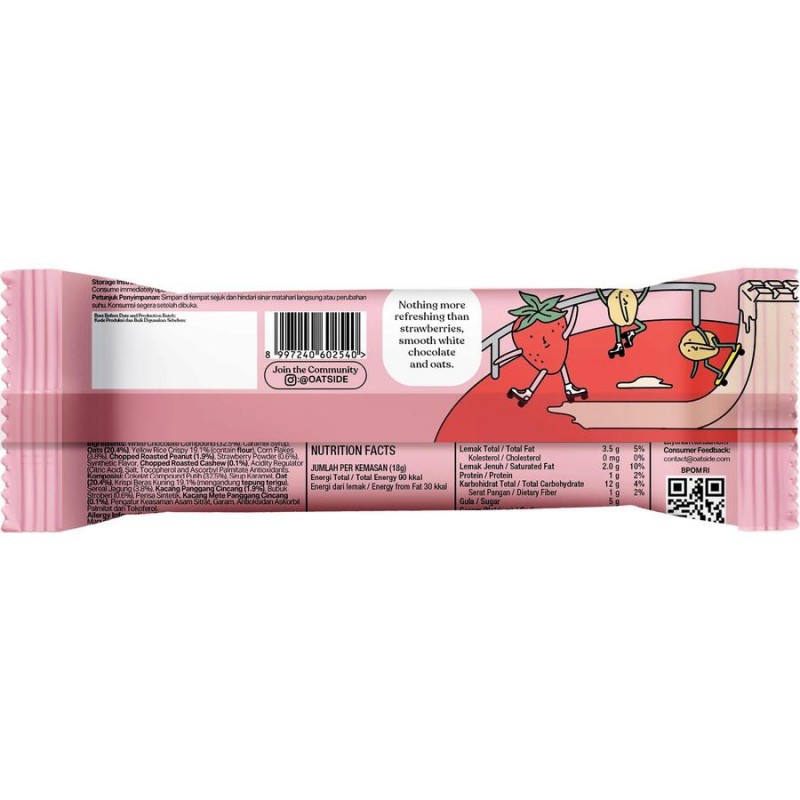 OATSIDE Cereal Bar 18g - Strawberry White Chocolate, Oatside Bar, Snacks, Energy Bar, Protein Bar, 零食