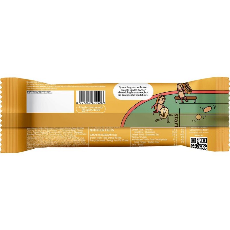 OATSIDE Cereal Bar 18g - Peanut Butter, Oatside Bar, Snacks, Energy Bar, Protein Bar