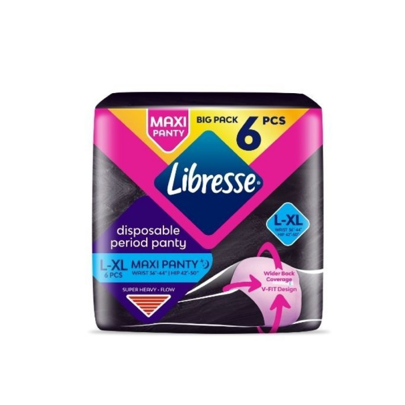 LIBRESSE Maxi Panty L-XL 6's for Disposable Panties, Panties Women, Sanitary Pad, 一次性内裤