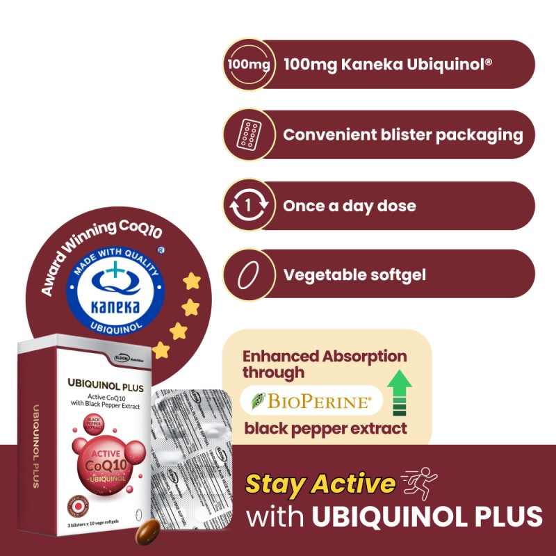ELDON NUTRITION Ubiquinol Plus Softgel 3x30's with Coq10, Bioperine, Q10 Supplement,Coq10 Ubiquinol