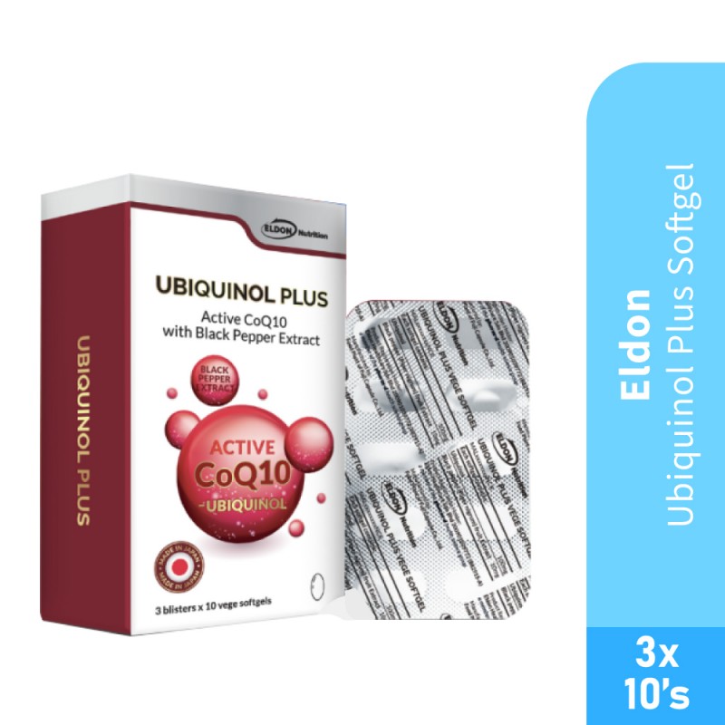 ELDON NUTRITION Ubiquinol Plus Softgel 30's with Coq10, Bioperine, Q10 Supplement,Coq10 Ubiquinol