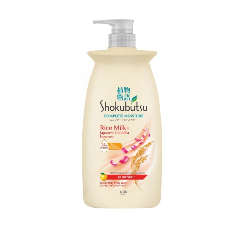 SHOKUBUTSU Body Wash Complete Moisture 850g - Glow Soft Sabun Badan, Sabun Mandi Tahan Lama, 沐浴露