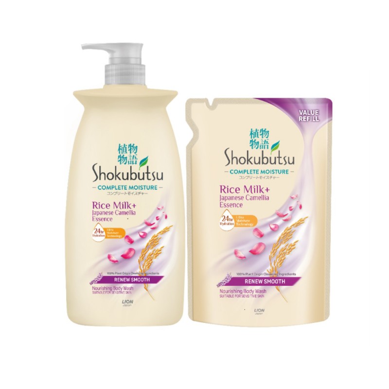 SHOKUBUTSU Body Wash Complete Moisture 850g - Renew Smooth, Sabun Badan, Sabun Mandi Tahan Lama, 沐浴露