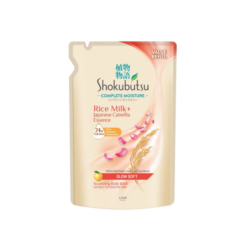 SHOKUBUTSU Body Wash Refill Complete Moisture 750g  - Glow Soft, Sabun Badan, Sabun Mandi Tahan Lama, 沐浴露