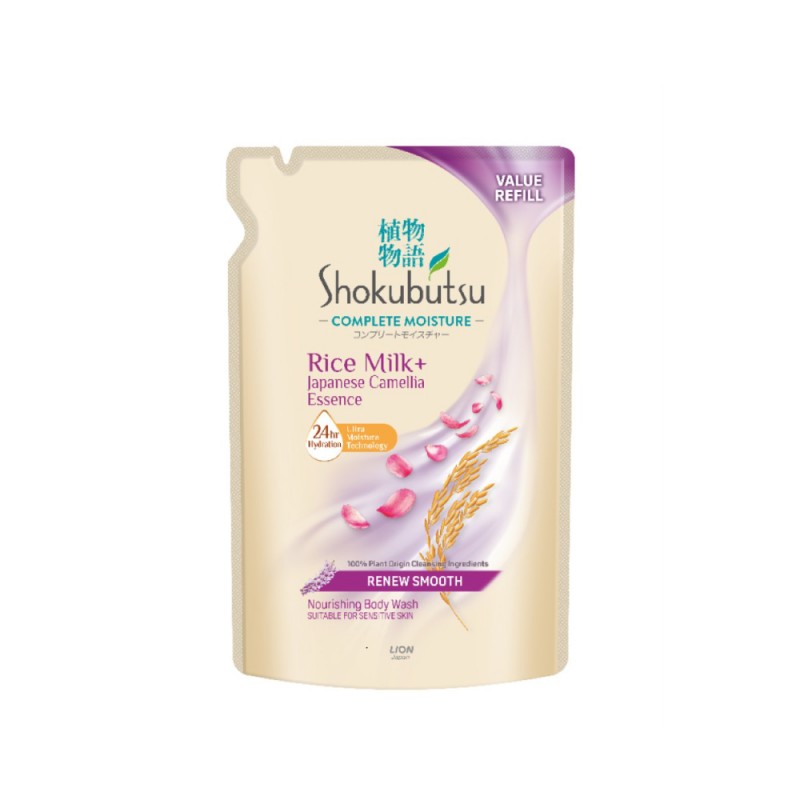 SHOKUBUTSU Body Wash Refill Complete Moisture 750g - Renew Smooth, Sabun Badan, Sabun Mandi Tahan Lama, 沐浴露