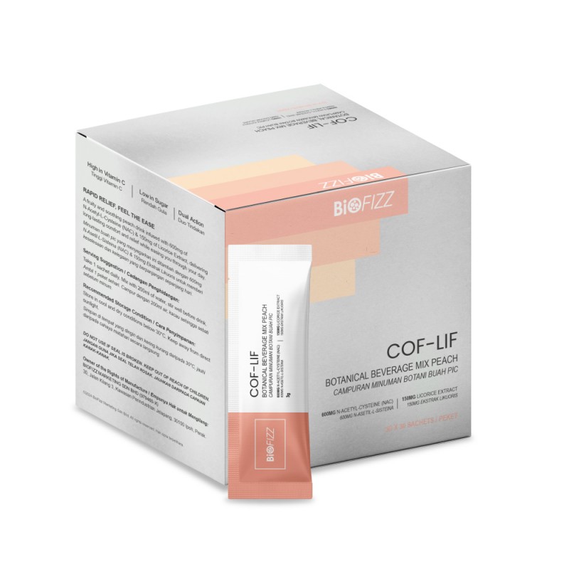 BIOFIZZ Cof-Lif 3g X 30's for Ubat Selsema, Ubat Batuk, Cough Relief, Ubat Sakit Tekak