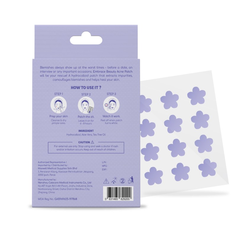 EMBRACE Beauty Acne Patch 12's X 2 - Flower Petals Pimple Patch, Patch Jerawat, Patch Acne, Ance Patch, 痘痘贴