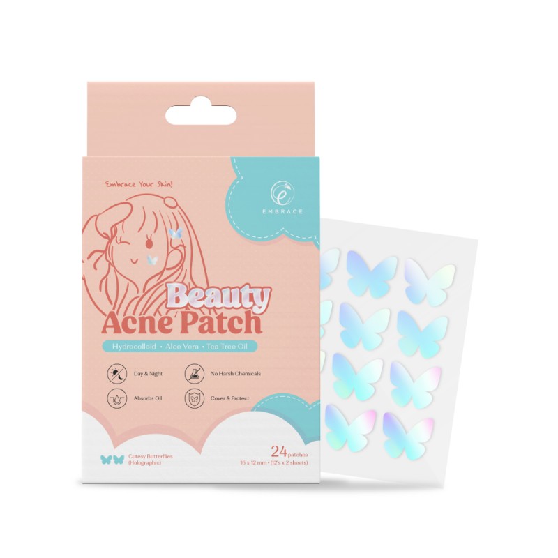 EMBRACE Beauty Acne Patch 12's X 2 - Cutesy Butterflies Pimple Patch, Patch Jerawat, Hydrocolloid Patches, Ance Patch, 痘