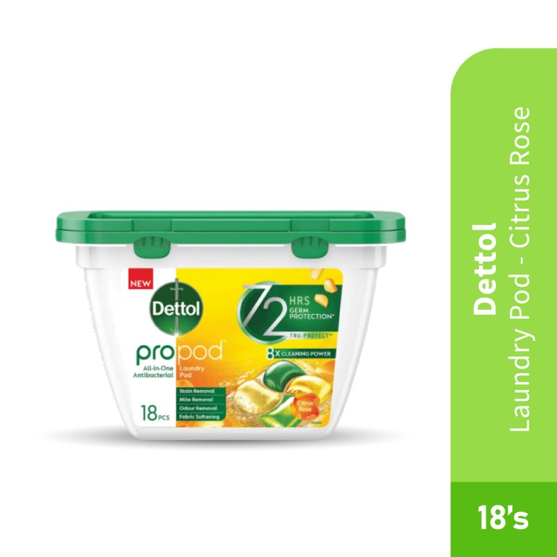DETTOL Laundry Pod 18's - Citrus Rose for Capsule Detergent, Sabun Basuh Baju, Detergent Capsule, 洗衣粉