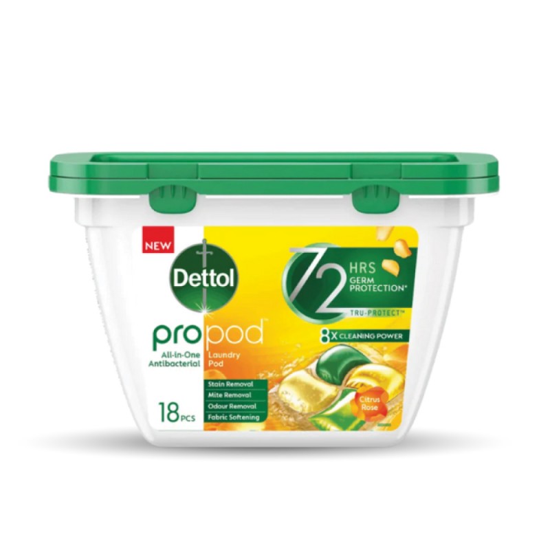 DETTOL Laundry Pod 18's - Citrus Rose for Capsule Detergent, Sabun Basuh Baju, Detergent Capsule, 洗衣粉