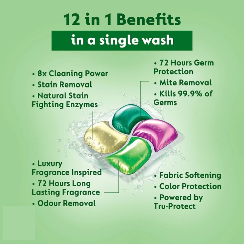 DETTOL Laundry Pod 18's - Rainforest Fresh for Capsule Detergent, Sabun Basuh Baju, Detergent Capsule, 洗衣粉